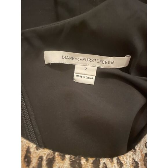 Diane Von Furstenberg Arianna Leopard Caramel New Pearl Black Dress $398 - Picture 10 of 10